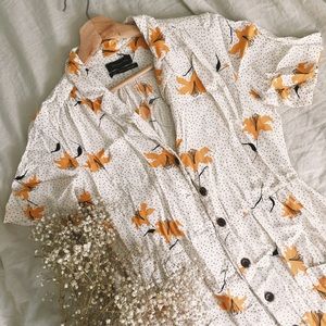 UO Floral Dot Midi Shirt Dress